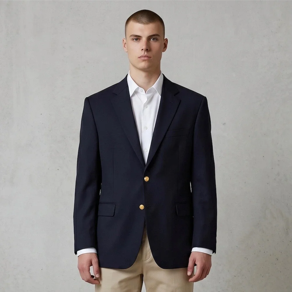 Brooks Brothers Loro Piana Blazer Mens 44R Navy Gold Buttons 1818 Madison